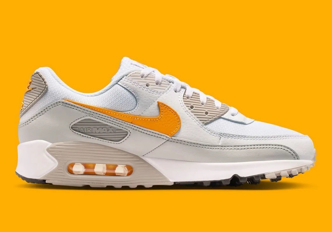Nike Air Max 90 White Laser Orange Gym Sneakers DM0029-119 Men's Size 8.5-13 — product photo 4 of 9