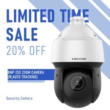 VIKYLIN 8MP 25X Optical PTZ IR Security Camera 360 Pan 90 Tilt W/Bracket Onvif