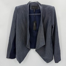 New BCBGMAXAZRIA Womens Abree Blazer Jacket Size S Indigo Open Shawl Collar