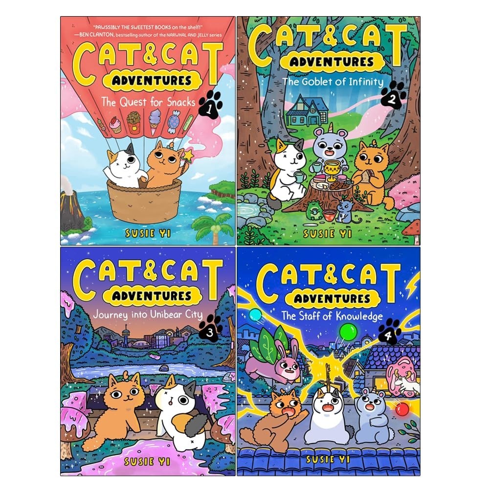Cat & Cat Adventures Series 1-4 Books Collection Set By Susie Yi Paperback