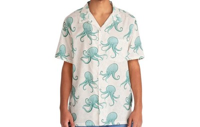 Simple Oceanic Octopus Hawaiian Shirt Men Tropical Beach Summer Wear Unisex