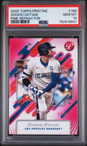 2025 TOPPS PRISTINE #160 SHOHEI OHTANI /15 PINK REFRACTOR LOW POP PSA 10