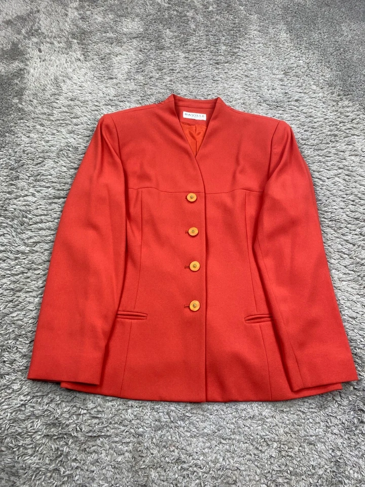 Saville Falda Traje Mujer 14 Naranja Terry Tela Plisada Lápiz Carrera Blazer 2 piezas Foto 2 de 4