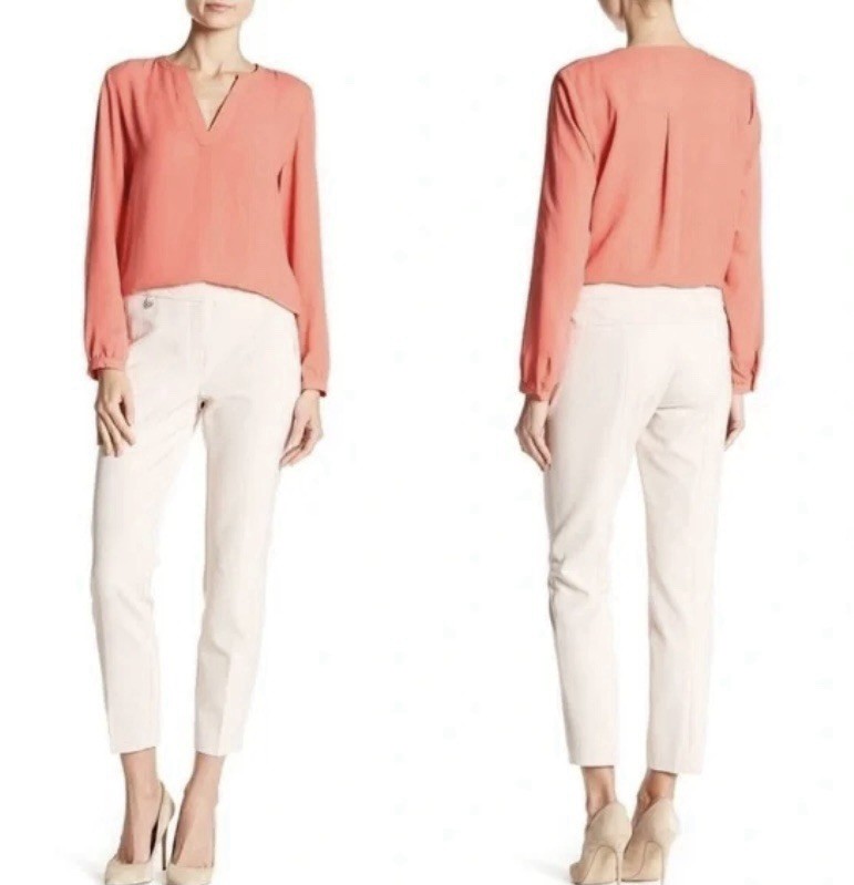 NWT Adrianna Papell Millenium Kate Fit Pants Trousers Stretch Straight Blush 4