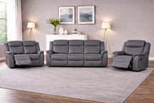Grey Leather Gel Recliner 3 Seater 2 Seat or Armchair Sofa Suite CLIFTON