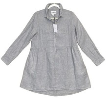 NEW H by Halston Linen Shirt Dress MEDIUM Gray Popover Coastal Resort Cruise