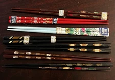 Mixed LOT of 7 Pairs Of Chopsticks ~ 4 New ~ 3 Used~Wooden