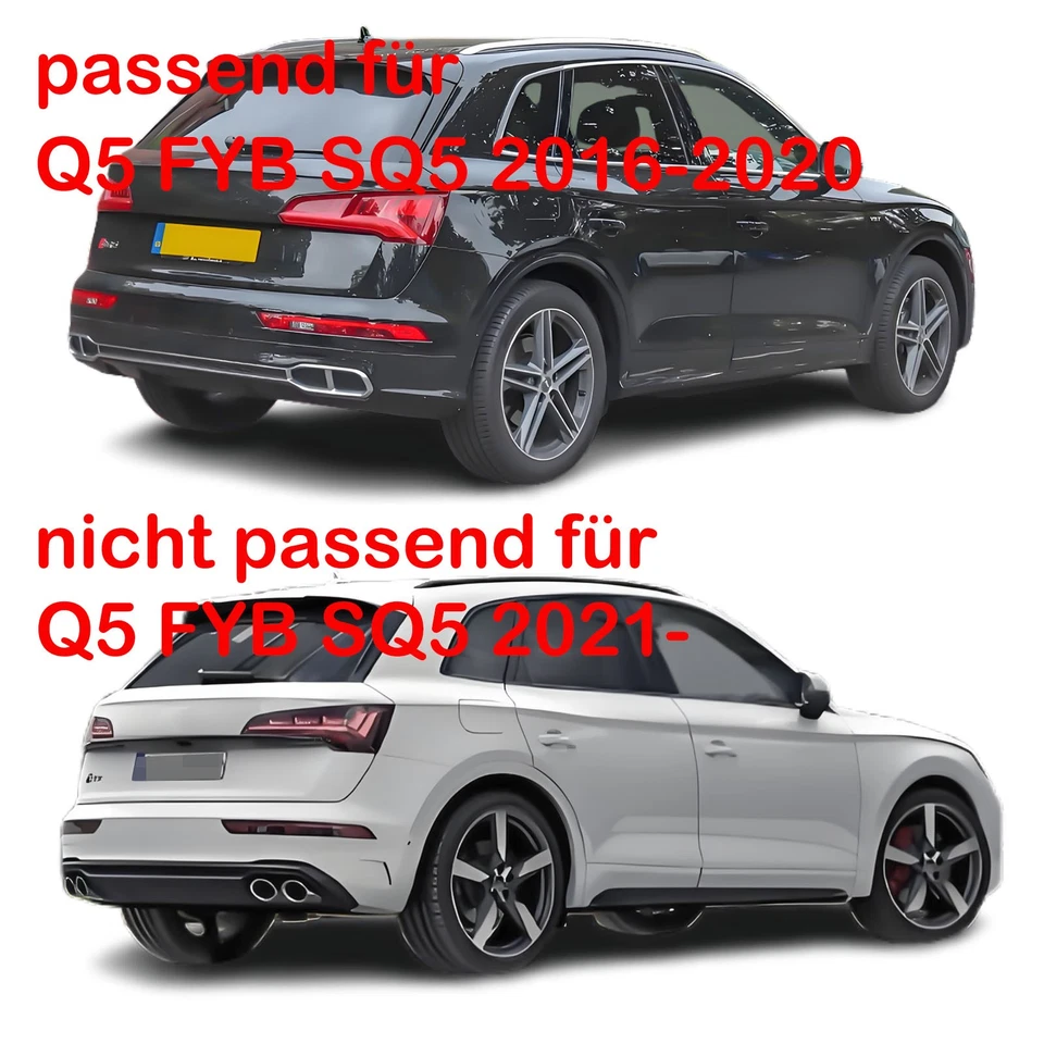 Se adapta a Audi Q5 FY S-Line paquete 16-20 SQ5 estilo difusor trasero tubo de escape negro - Imagen 3 de 4
