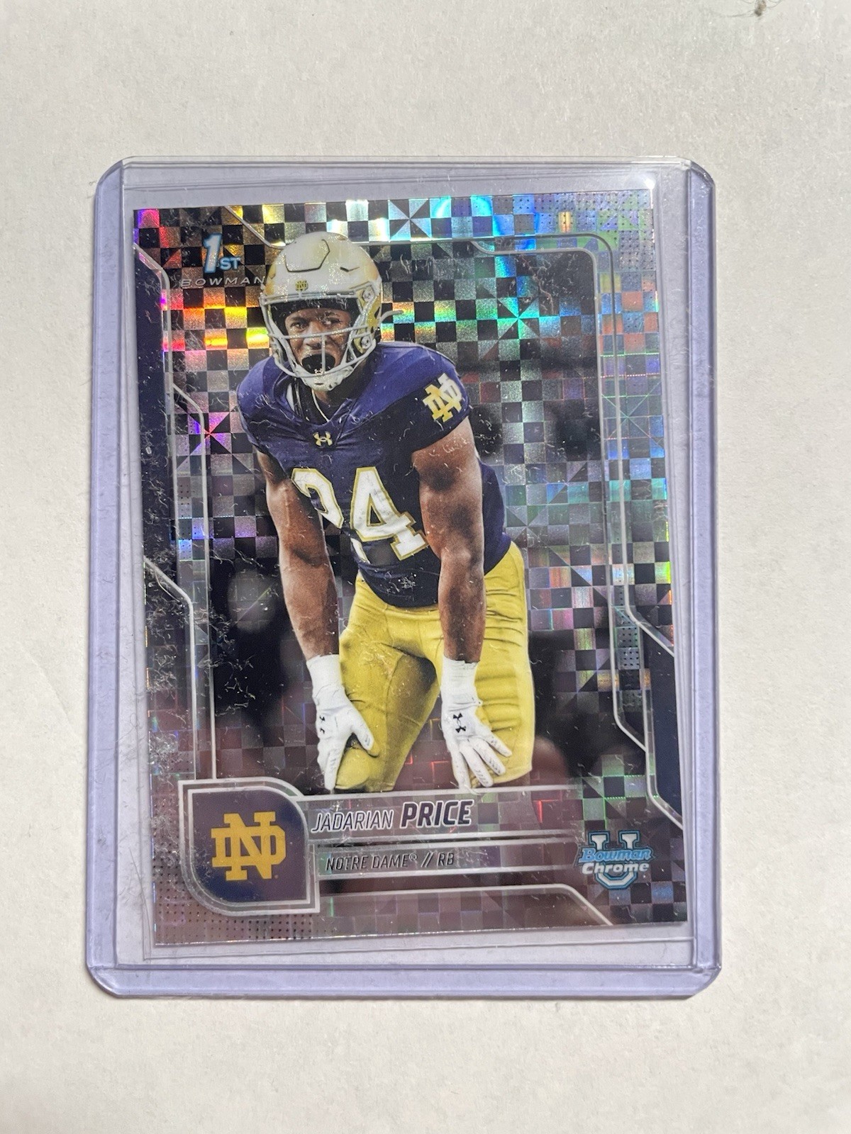2025 Topps Bowman University Chrome Jadarian Price X-Fractor #117 Notre Dame