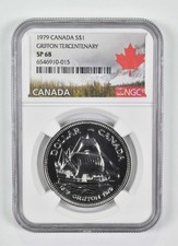 1979 SP68 Canadian $1 Silver Dollar Griffon Tercentenary NGC Canada Lbl *3938