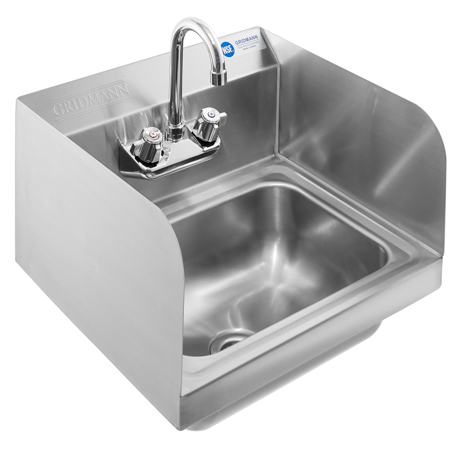 Commercial Kitchen Stainless Steel Wall Mount Hand Sink with Side Splashes