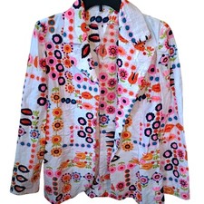 Vintage 1970's Funky Colorful Boho Hippie Blazer Lightweight Jacket Small