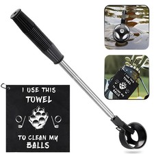 2M Portable Golf Ball Retriever Adjustable, Microfibre Golf Towel with Bag Clip