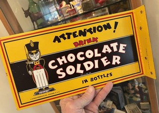 CHOCOLATE SOLDIER ADVERTISING D/S SODA ORIGINAL DEALER SIGN RARE COLA C. 1950s