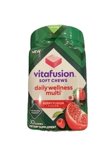 Vitafusion Soft Chews Daily Wellness Multi Adult 30 ct Berry Fusion Flavor NEW