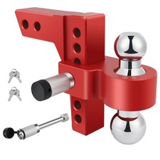 Adjustable Aluminum Trailer Hitch Mount 22-516 Dual Ball 2 Locks 10klb Red