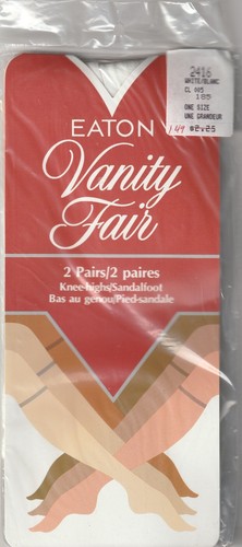 Vintage Eaton Vanity Fair Knee High Stockings Sandalfoot 2 Pair Pack 80's - Picture 7 of 8