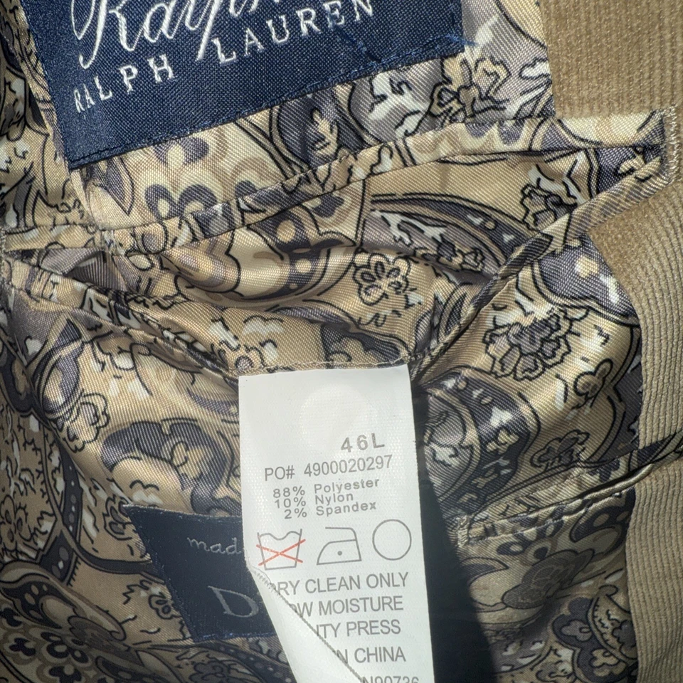 Chaqueta Blazer Vintage Polo Ralph Lauren Pana 46L Tostado Cachemira Forrada Chaqueta Foto 4 de 4