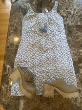 Vintage 90s y2k 00s Ditsy Floral Milkmaid Mini Midi Dress COTTEGECORE HTF EUC
