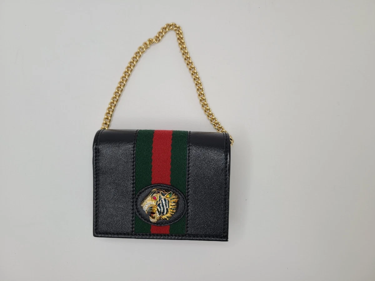 Gucci Web Stripe Leather Wallet in Black for Men