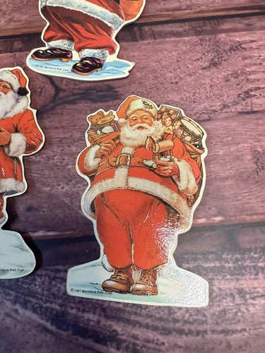 De colección 1987 5 troquelados doble cara Santa Claus adorno de Navidad Merrimack - Imagen 6 de 8