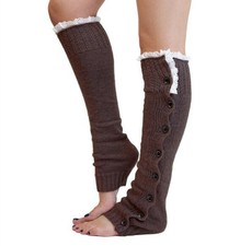 Sale Women Leg Warmer Gifts Knitted Socks Button Crochet Leggings Boot Toppers