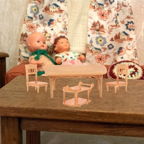 1 Set of Mini Dining Table Chair Set Doll House Mini Furniture
