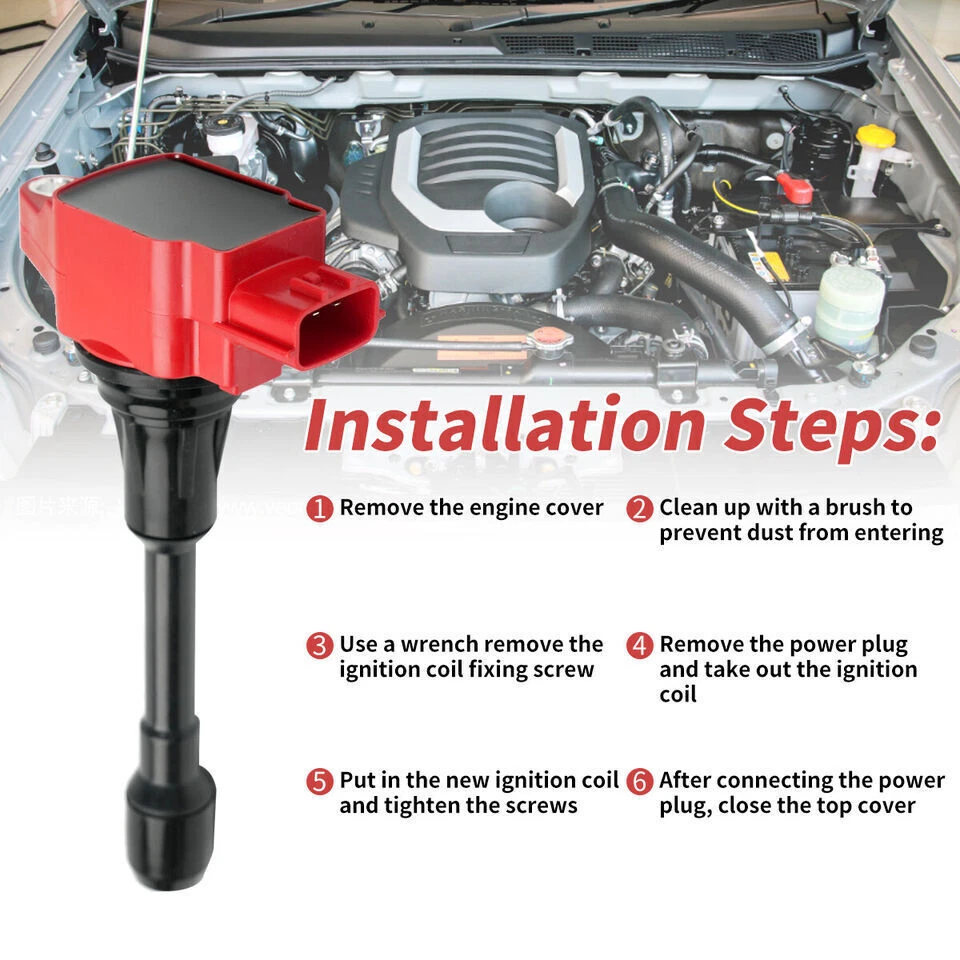 4pcs Ignition Coil + 4pcs Spark Plug Kit for 2009-2019 Nissan Versa Note L4 1.6L - Image 3 of 4