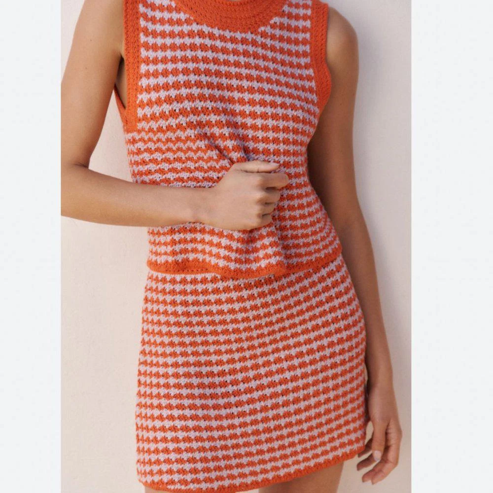 Orange check skirt hot sale zara