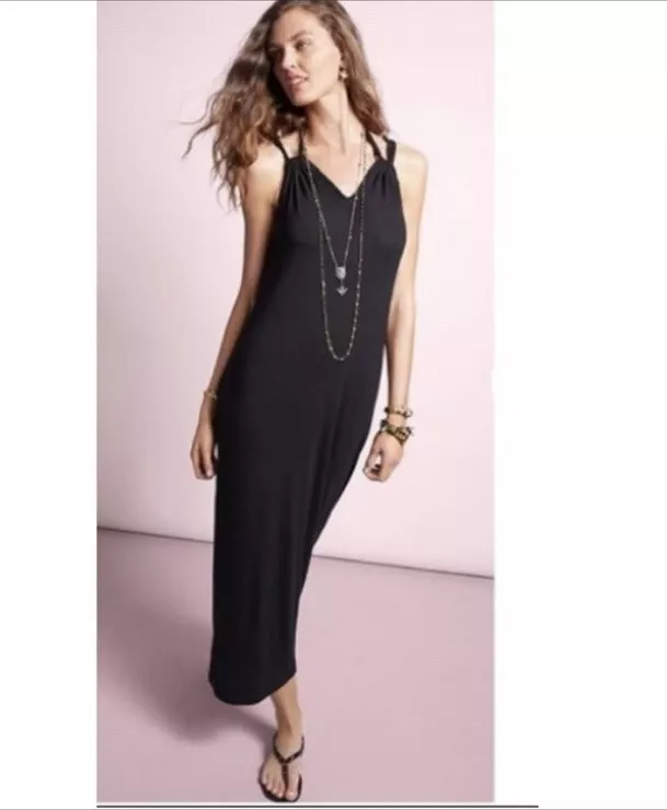 Black sleeveless top maxi dress casual