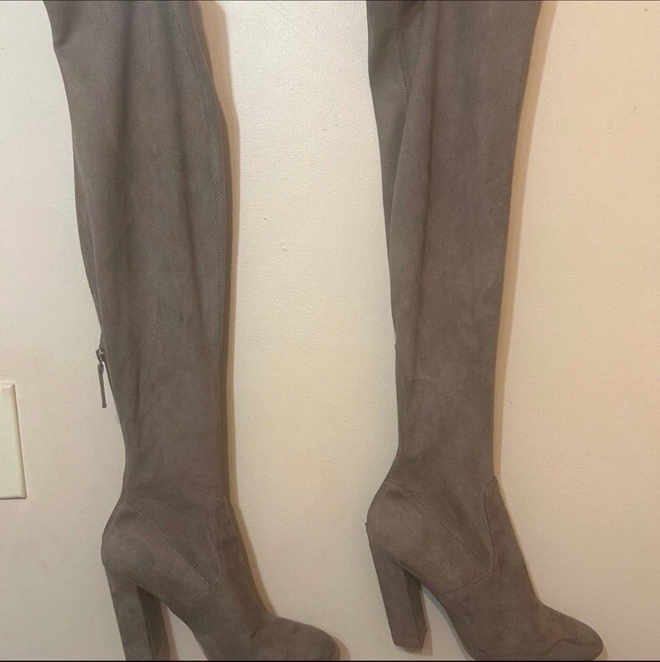 Steve Madden女式8.5情绪灰褐色过膝靴 — 第 2/4 张图片