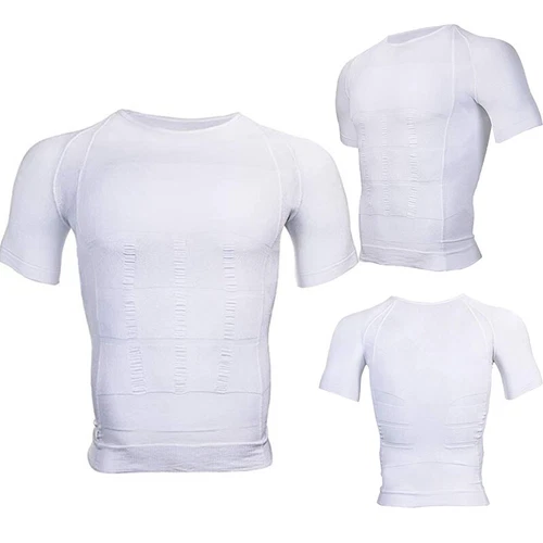 Men's Tummy Control Body Shaper Tops Hide Gynecomastia Chest Fat Shirt Shapewear - Picture 17 of 38
