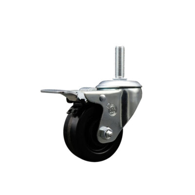 3 Inch Phenolic Wheel Swivel 3/4 Inch Threaded Stem Caster Total Lock Brake SCC