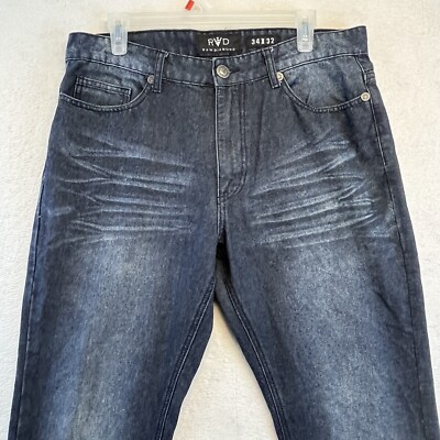 Raw Diamond Jeans Men 34x32 Blue Slim Straight Whiskered Dark Wash