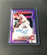 2021 Bowman Draft Chrome Matheu Nelson Purple Refractor Auto 008/250