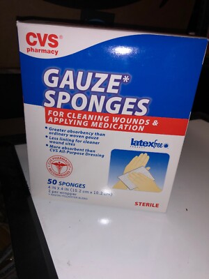 Sponge Wrapper STERILE Gauze Pad Sponges 4x4 Box Of 50 Pads 2 Per Wrapper CVS | eBay