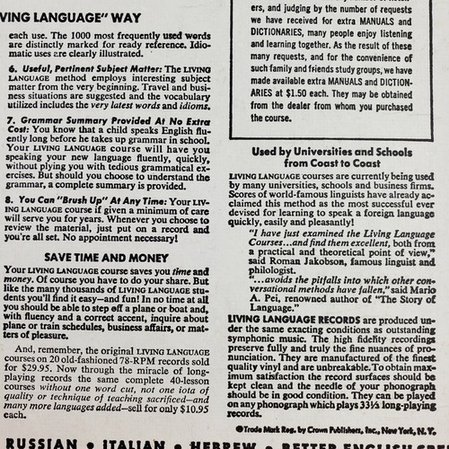 Living German A Complete Language Course Vinyl 40 Lessons 1956 Boxed Vintage - Picture 7 of 12