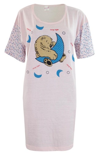 Camisón Camisón Mujeres Algodón Damas Manga Corta Estampado Camisón Ropa de dormir - Imagen 57 de 59