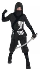 4 Piece Silver Cobra Black Ninja Costume - Child Sz Large NWT