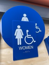 ADA / Braille Compliant Acrylic Restroom Signs, 6"X9"", 12" Round , 11" Triangle