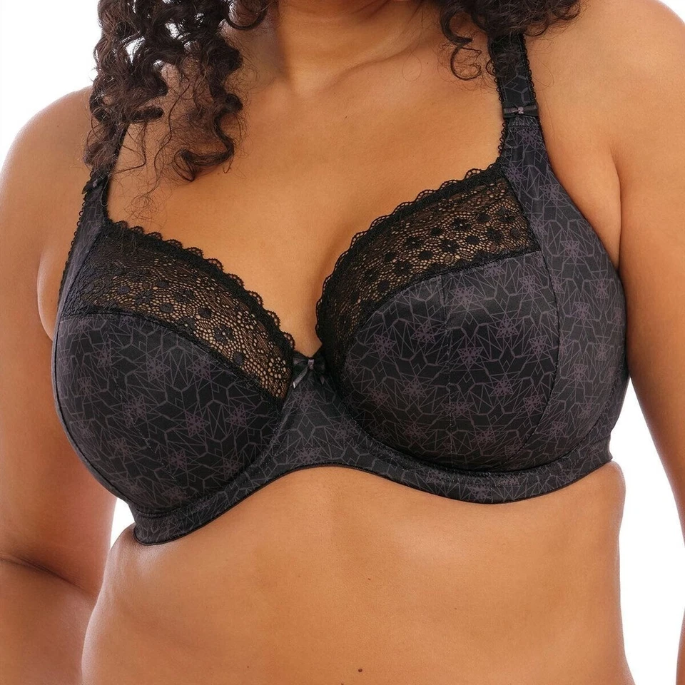 Sujetador Elomi 4340 Kim Plunge Negro Con Aros Encaje 38J Mezcla Poliéster/Nylon Comodidad Foto 3 de 4