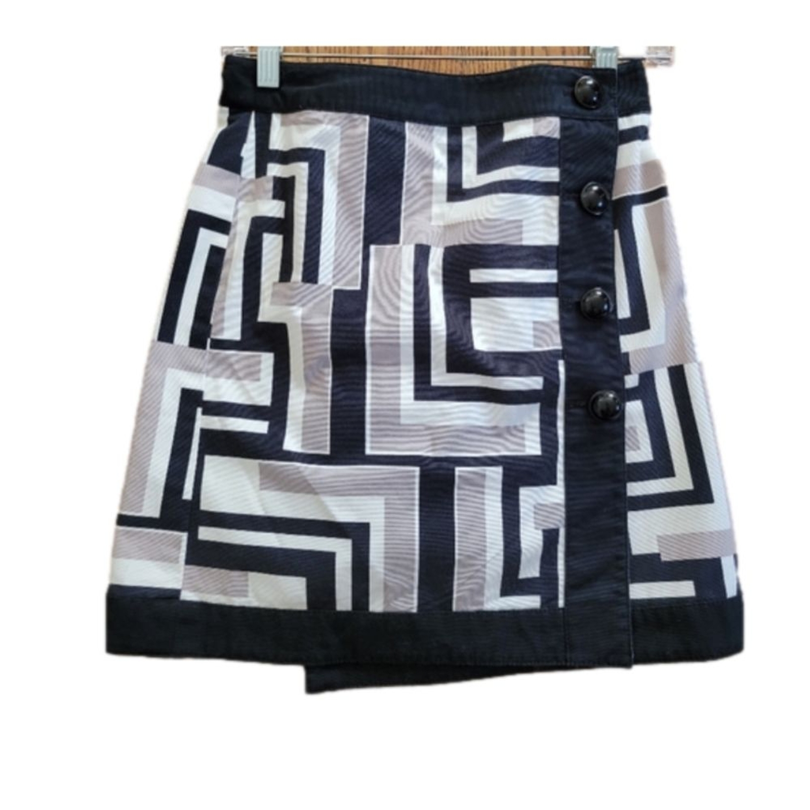 Ann Taylor Geometric Patterned Wrap Buttoned Mini… - image 4