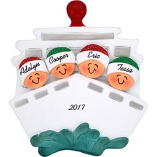 Personalized Christmas Ornament - Family of 4 or 4 Friends on A Cruise Together
