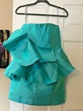 ASOS Aqua Teal Turquoise Metallic Mini Party Dress Size 6 Ruffle Prom Cocktail