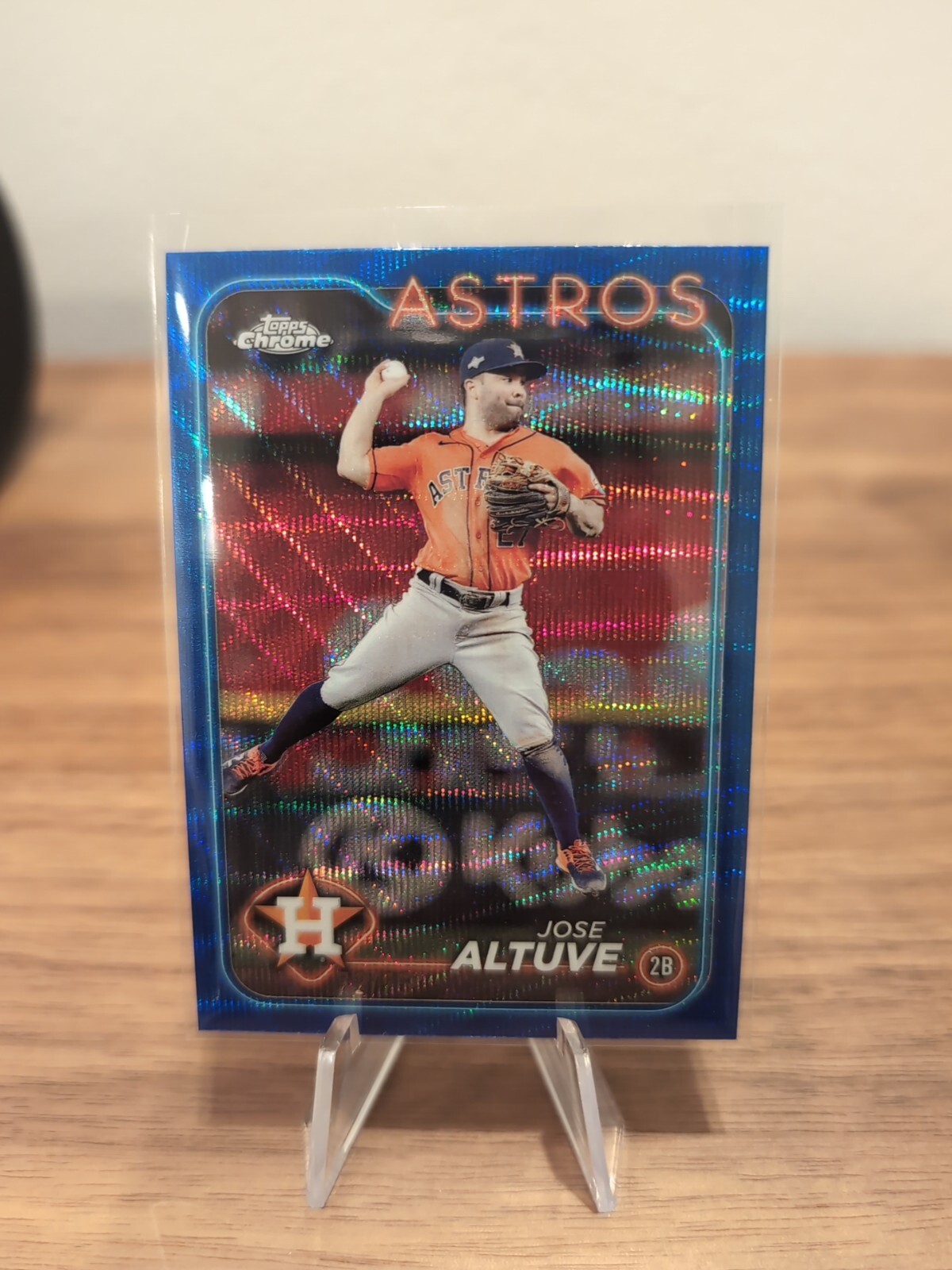 2024 Topps Chrome Baseball Jose Altuve #58 Blue Wave Refractors /75 Astros
