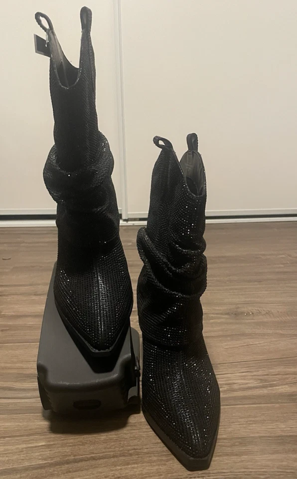 Женские ковбойские сапоги Jessica Simpson Gemorra с черными стразами - 9 М - Изображение 3 из 4