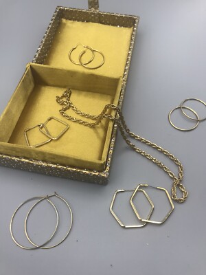 14 Caret Gold Platted Rob Chain Bagal And Earring With  Free Jewelry Box
