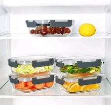  SET of 2 Glass Food Storage Container with Airtight Lids, Razab SET of New