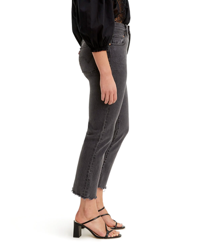 Levis 501 Original Cropped Jeans Women Size 29 x 26 Black Straight Scalloped NEW - Picture 13 of 14