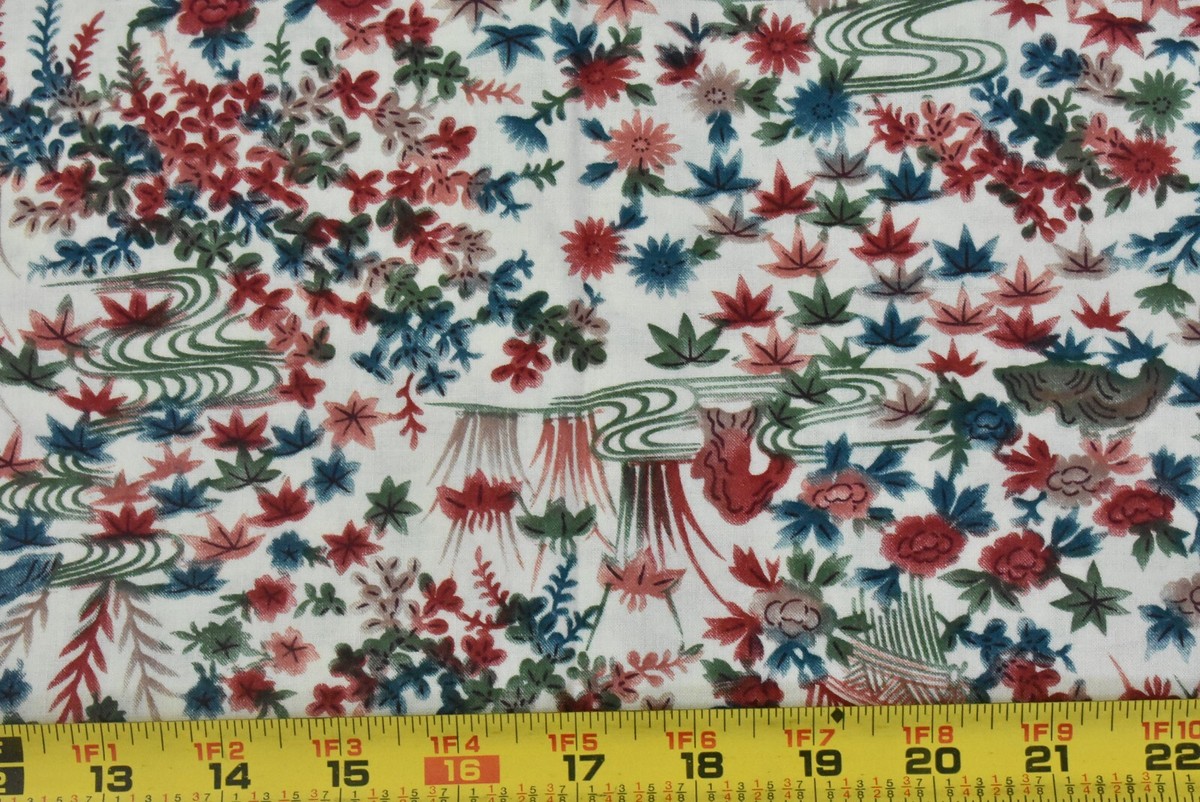By 1/2 Yd, Vintage, Colorful Whimsical Floral on Cream